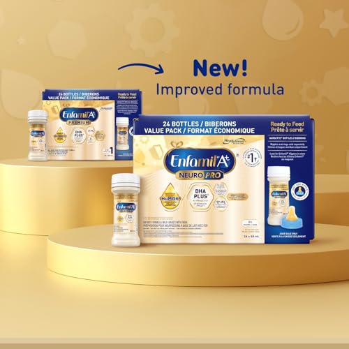 Enfamil A+ NeuroPro, Baby Formula, Ready to Feed Nursettes, with Brain Building DHA and 2'FL for Immune Support, 0-12 Months, 24 x 59mL