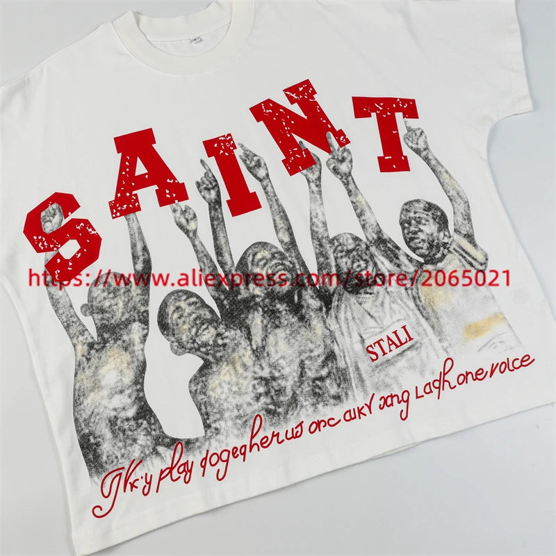 2024fw Saint Tears T-Shirt Men Women Unisex Streetwear Oversize T Shirt Tee Tops