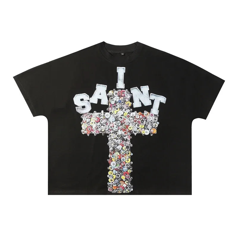 2024fw Saint Tears T-Shirt Men Women Unisex Streetwear Oversize T Shirt Tee Tops