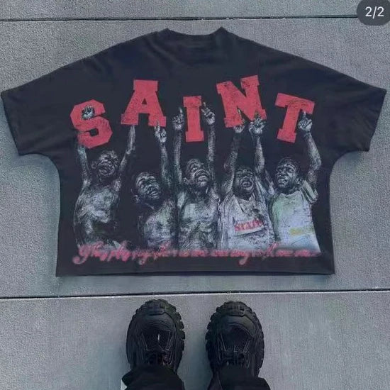 2024fw Saint Tears T-Shirt Men Women Unisex Streetwear Oversize T Shirt Tee Tops