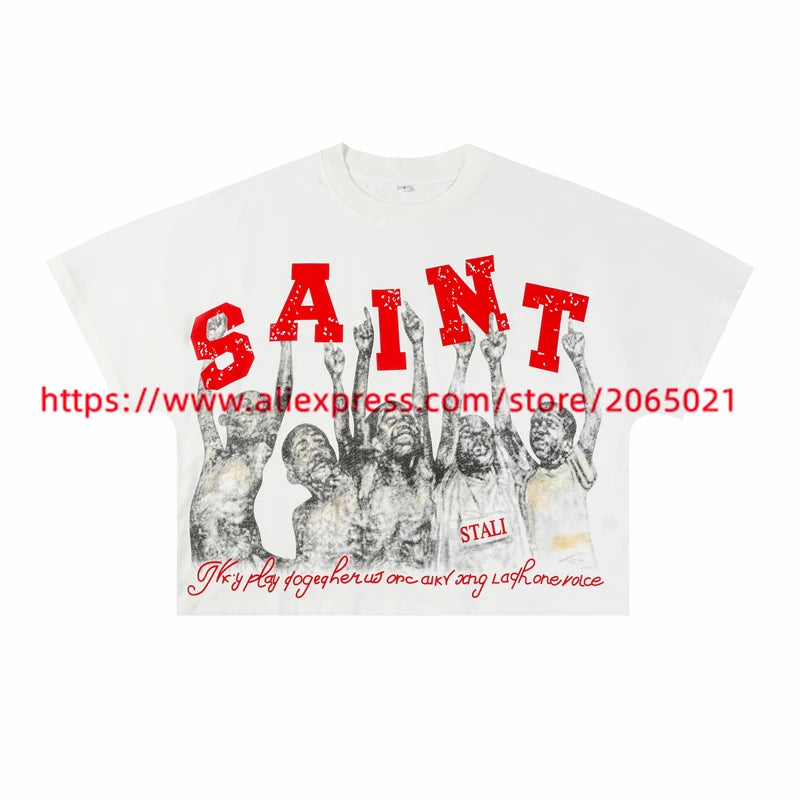 2024fw Saint Tears T-Shirt Men Women Unisex Streetwear Oversize T Shirt Tee Tops