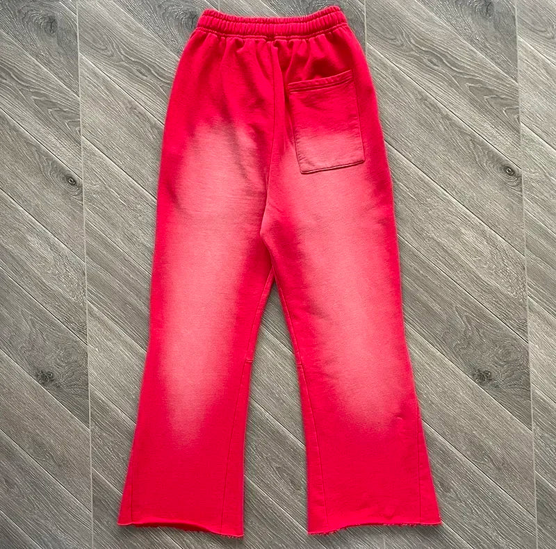 hellstar Red Flare pants Wash spliced sports casual pants 2 colors