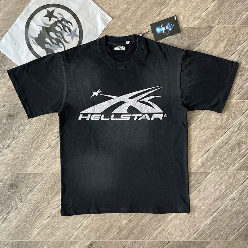 Hellstar Glitter Classic Gel Sport Flash print casual short-sleeved T-shirt