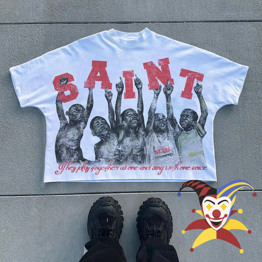 2024fw Saint Tears T-Shirt Men Women Unisex Streetwear Oversize T Shirt Tee Tops